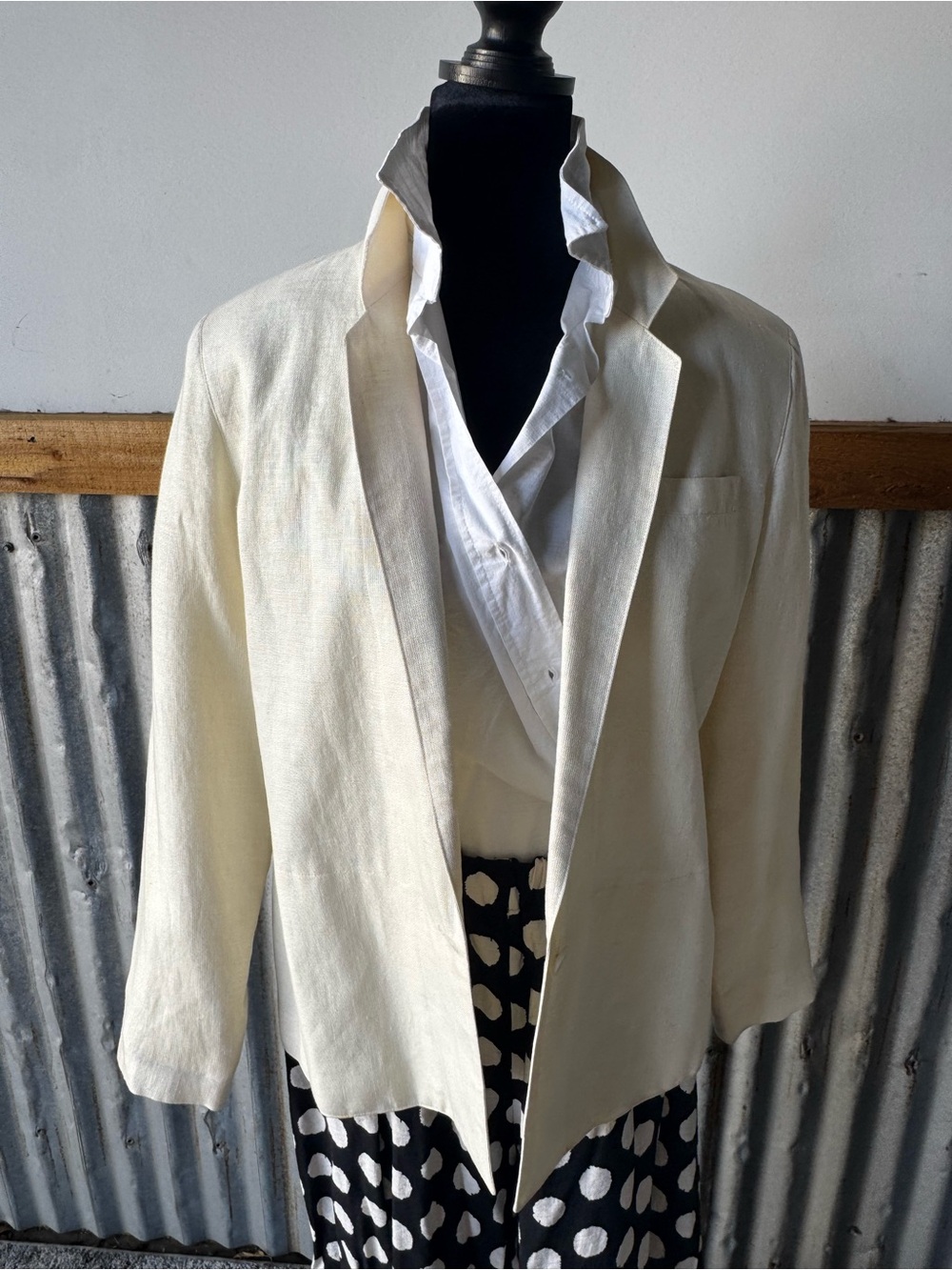 Vintage Cream Linen Blazer